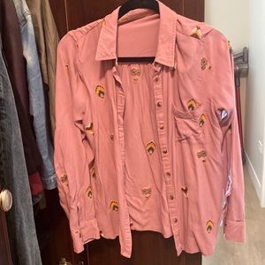 Botton down embroidered blouse sport for jeans